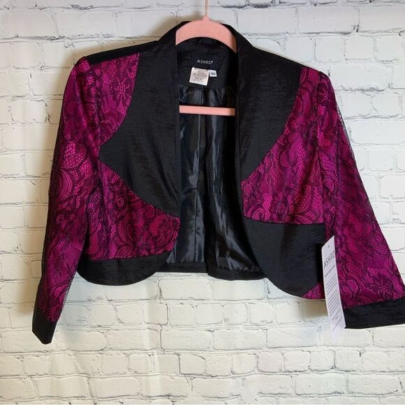 NWT Ashro Cropped Jacket Taffeta and Lace Size 10 - Picture 1 of 4